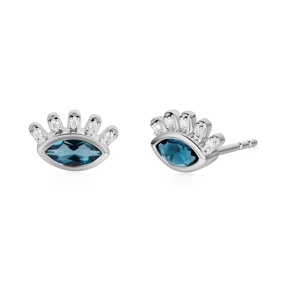Evil Eye Marquise London Blue Topaz Earrings - LUO Jewelry #metal_platinum