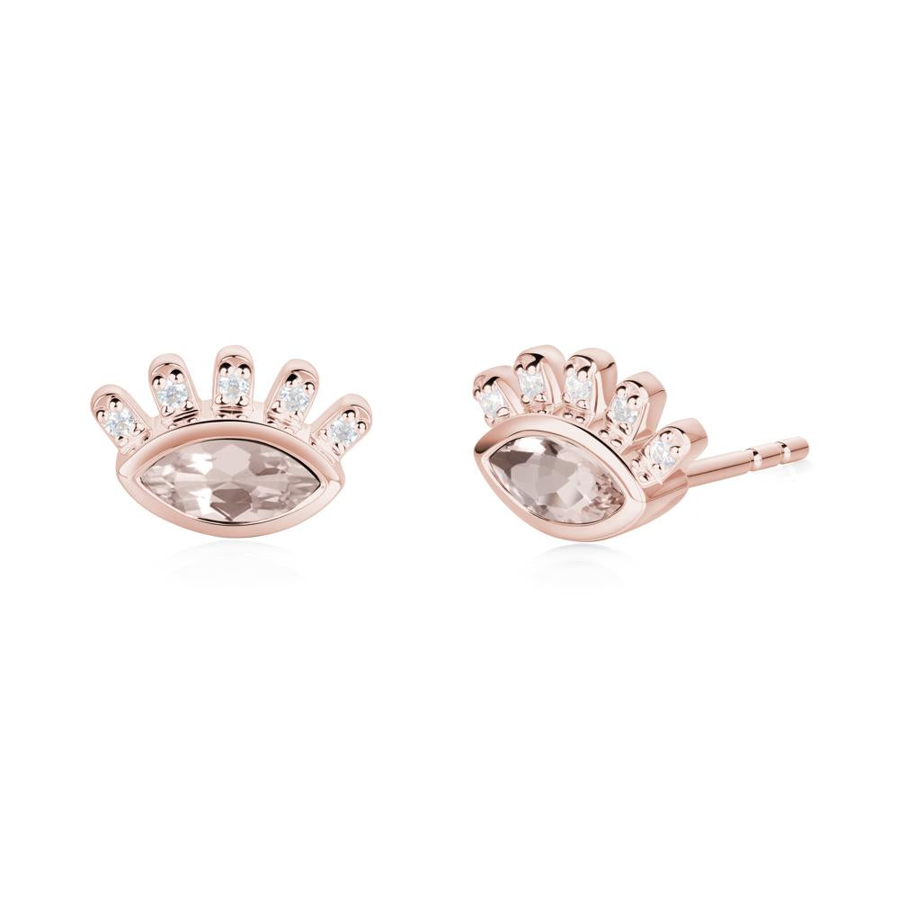 Evil Eye Marquise Morganite Earrings - LUO Jewelry #metal_18k rose gold