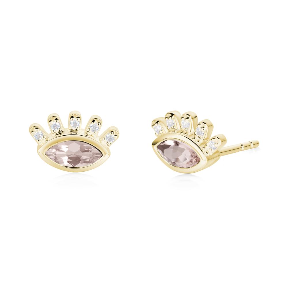 Evil Eye Marquise Morganite Earrings - LUO Jewelry #metal_18k yellow gold