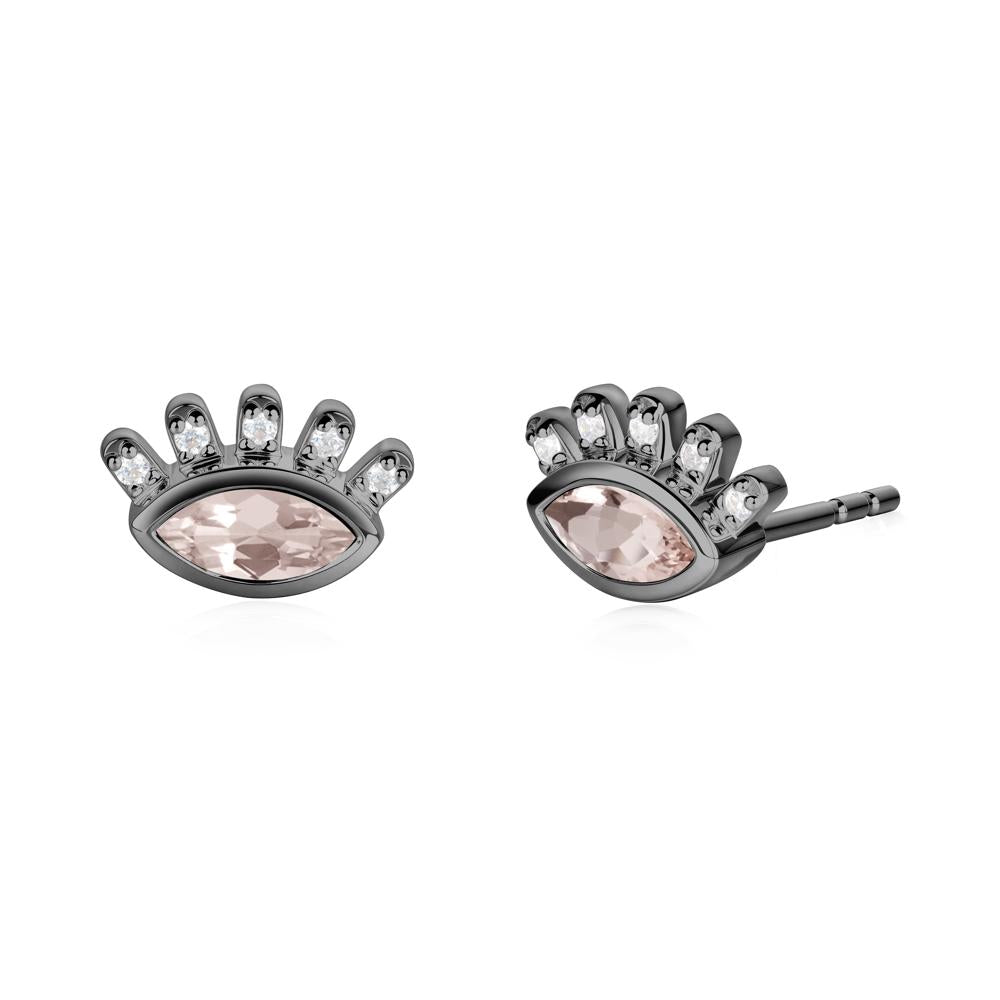 Evil Eye Marquise Morganite Earrings - LUO Jewelry #metal_black finish sterling silver