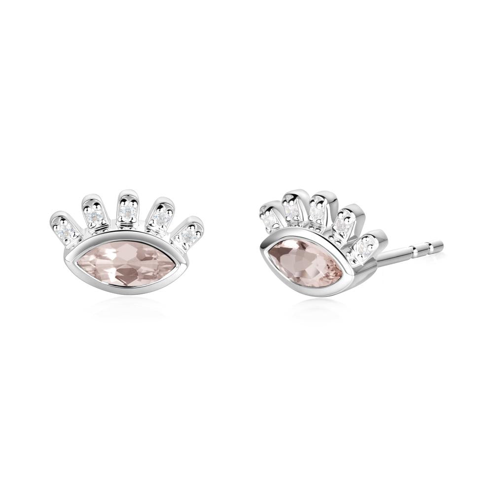 Evil Eye Marquise Morganite Earrings - LUO Jewelry #metal_sterling silver