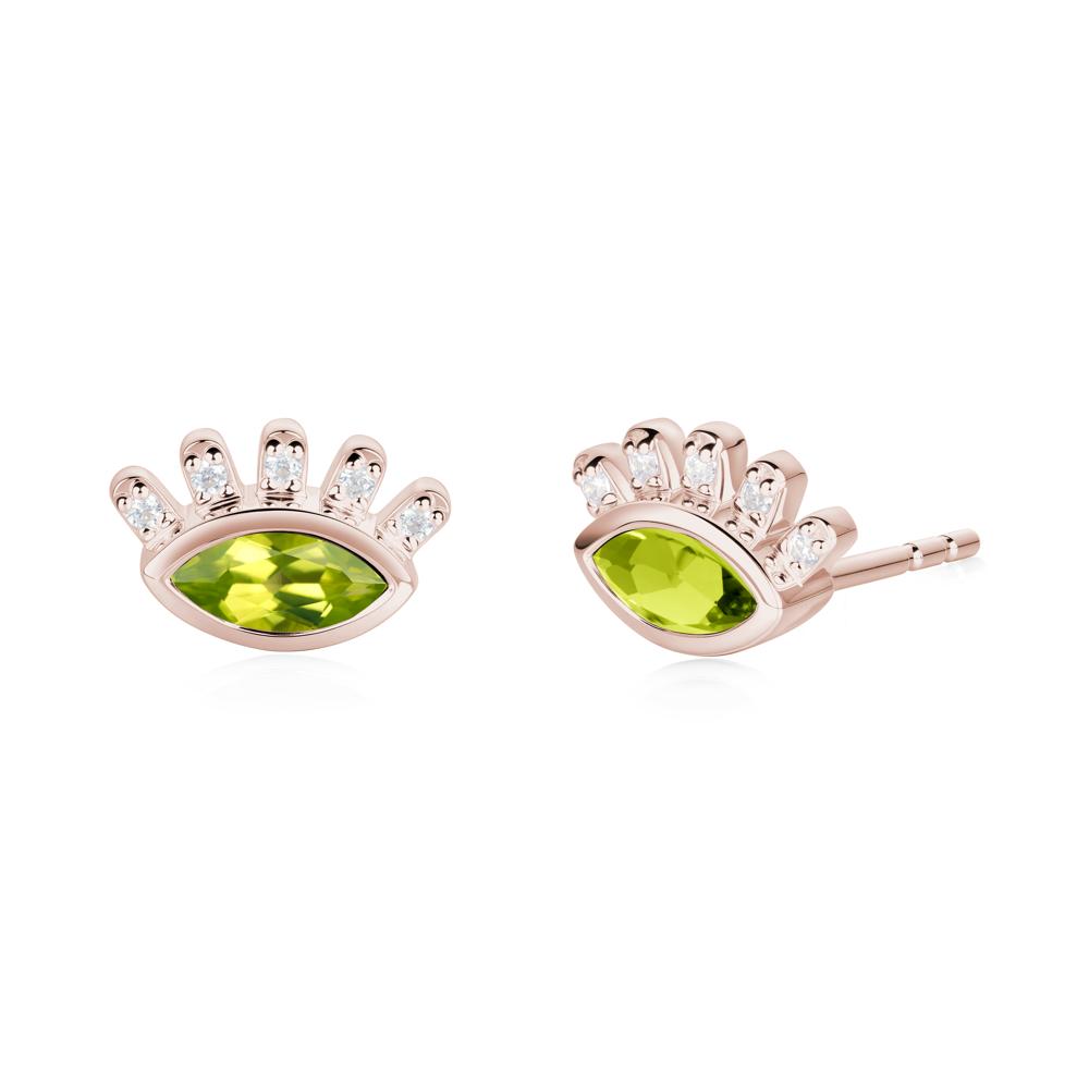 Evil Eye Marquise Peridot Earrings - LUO Jewelry #metal_14k rose gold