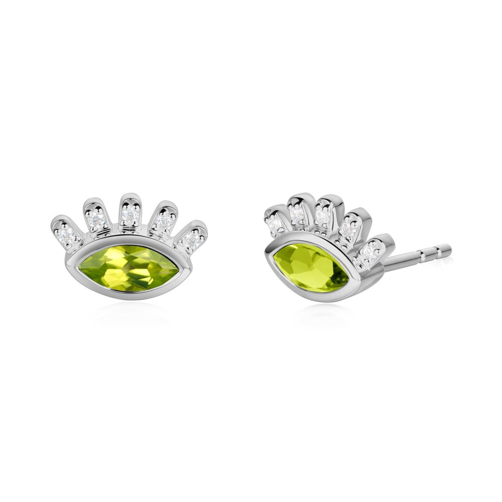 Evil Eye Marquise Peridot Earrings - LUO Jewelry #metal_platinum