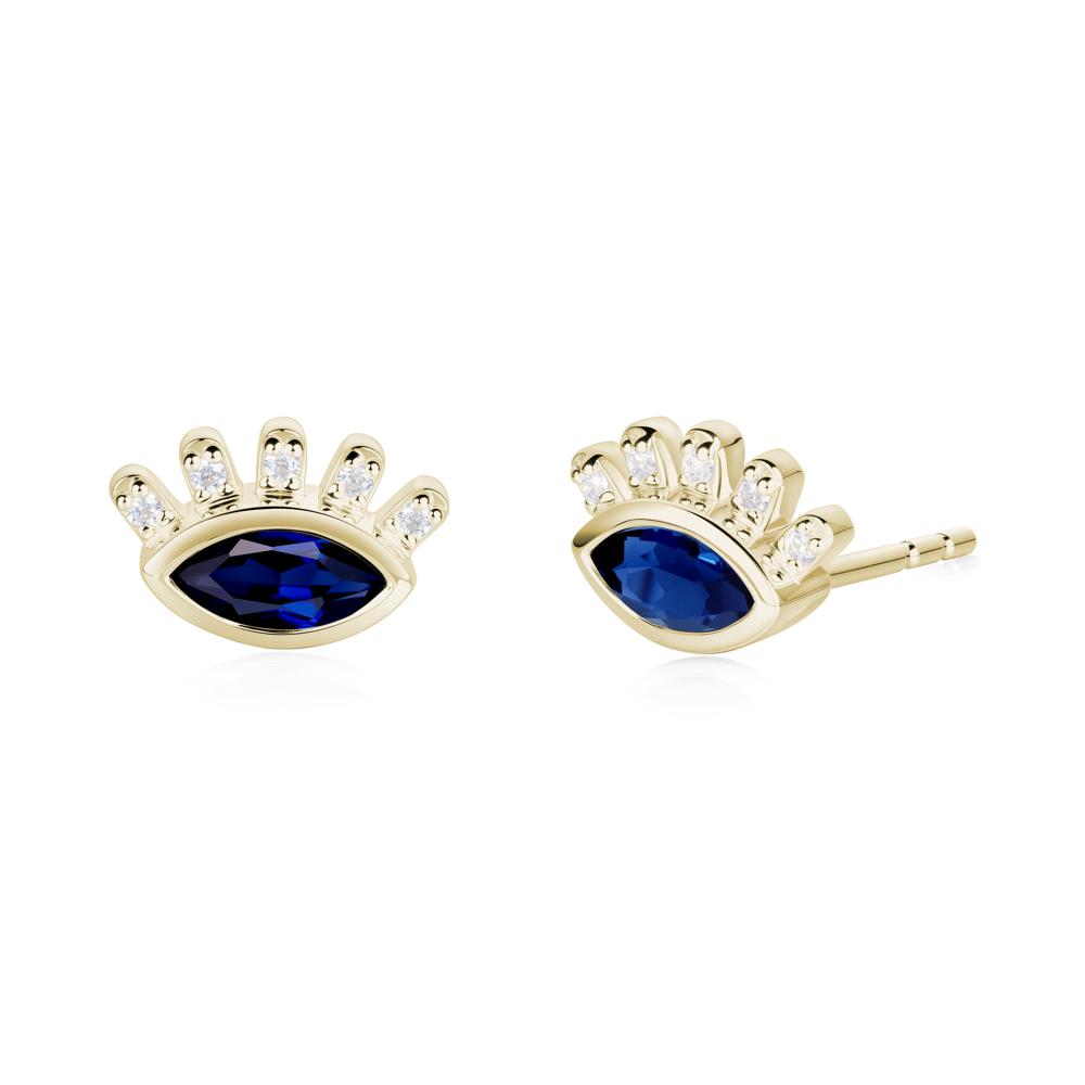 Sapphire Evil Eye Stud Earrings - LUO Jewelry #metal_14k yellow gold