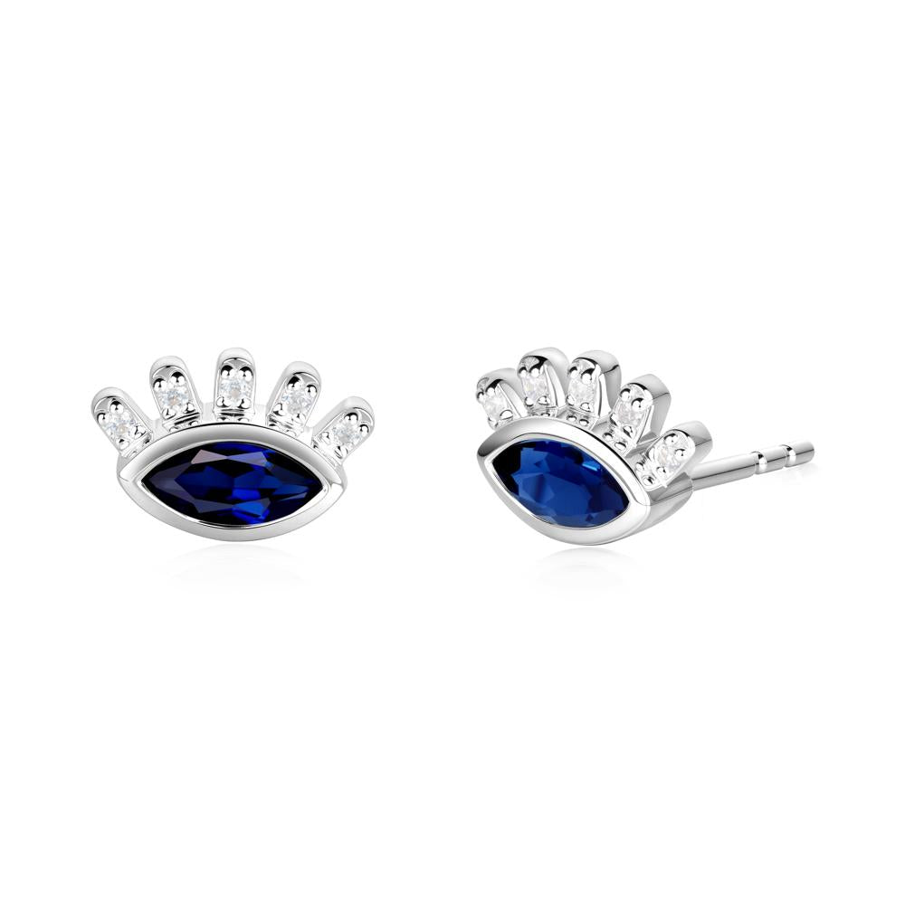 Sapphire Evil Eye Stud Earrings - LUO Jewelry #metal_18k white gold