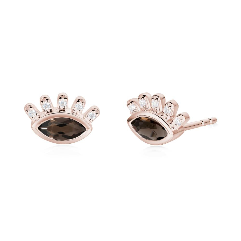 Evil Eye Marquise Smoky Quartz Earrings - LUO Jewelry #metal_14k rose gold