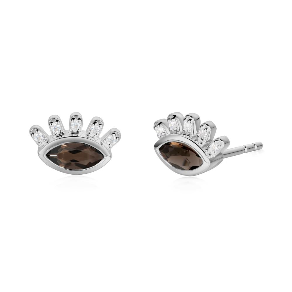 Evil Eye Marquise Smoky Quartz Earrings - LUO Jewelry #metal_platinum