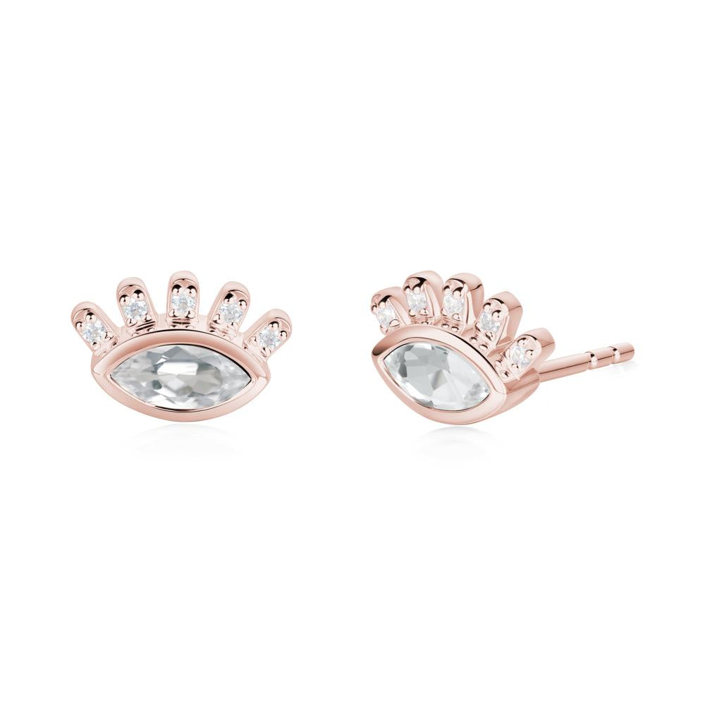 White Topaz Evil Eye Stud Earrings - LUO Jewelry #metal_18k rose gold