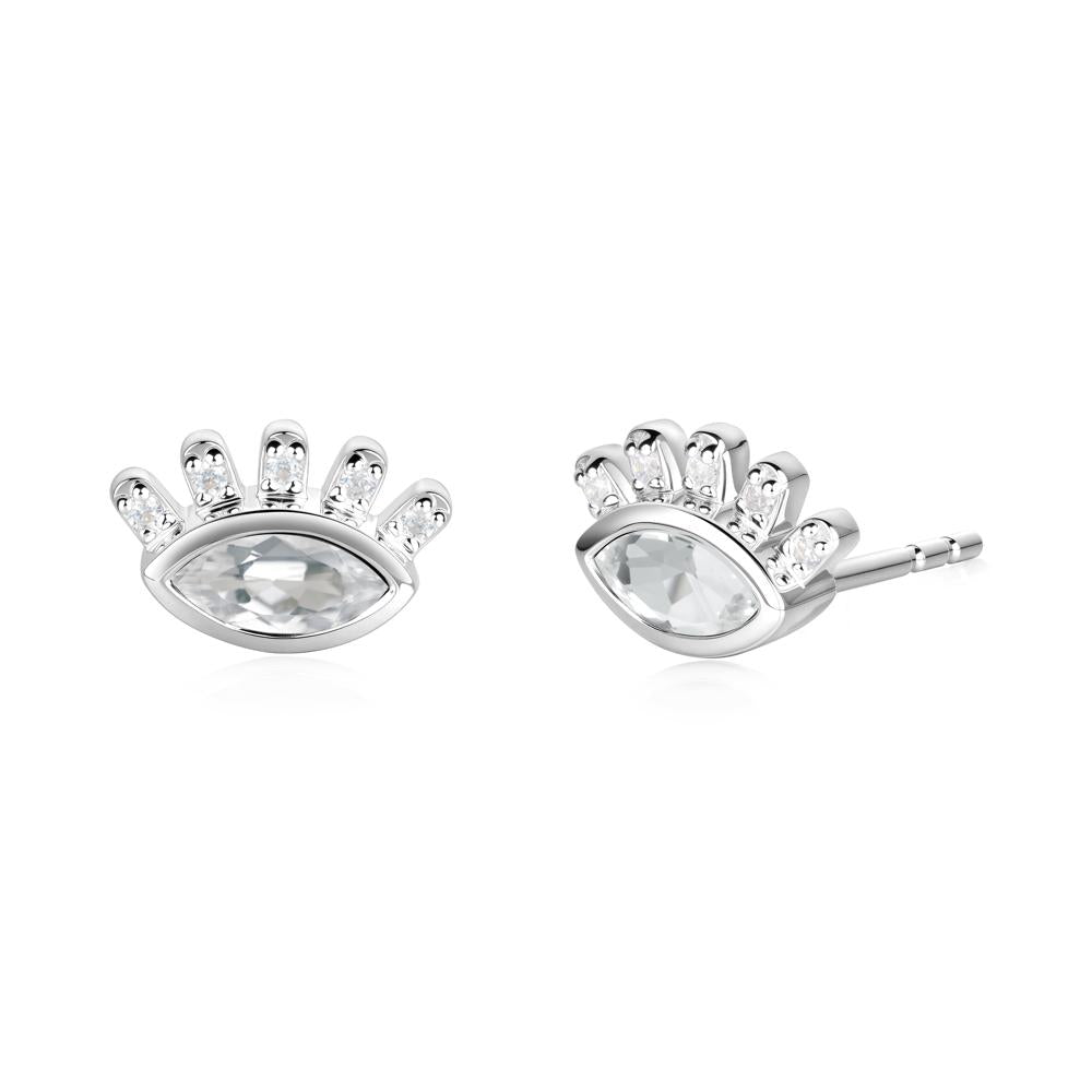 White Topaz Evil Eye Stud Earrings - LUO Jewelry #metal_18k white gold