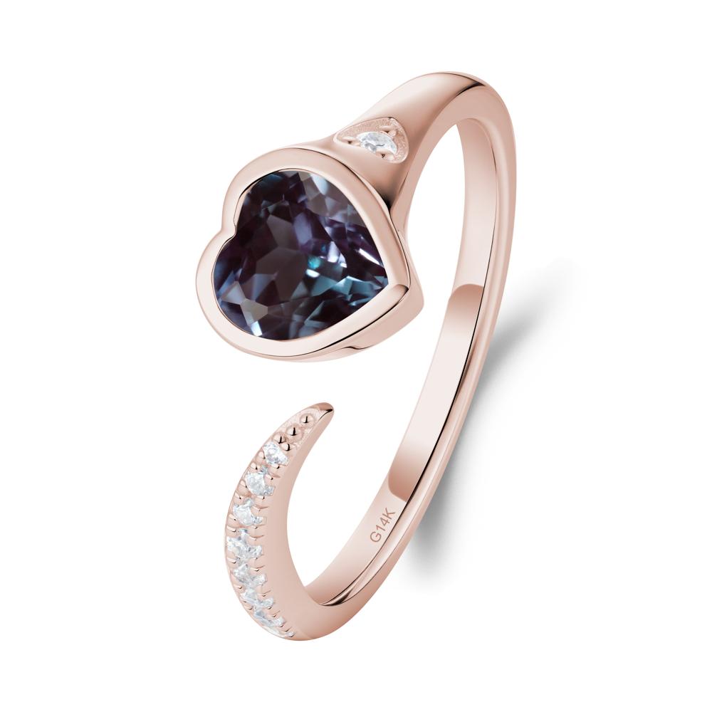 Heart Alexandrite Open Wrap Ring - LUO Jewelry #metal_14k rose gold