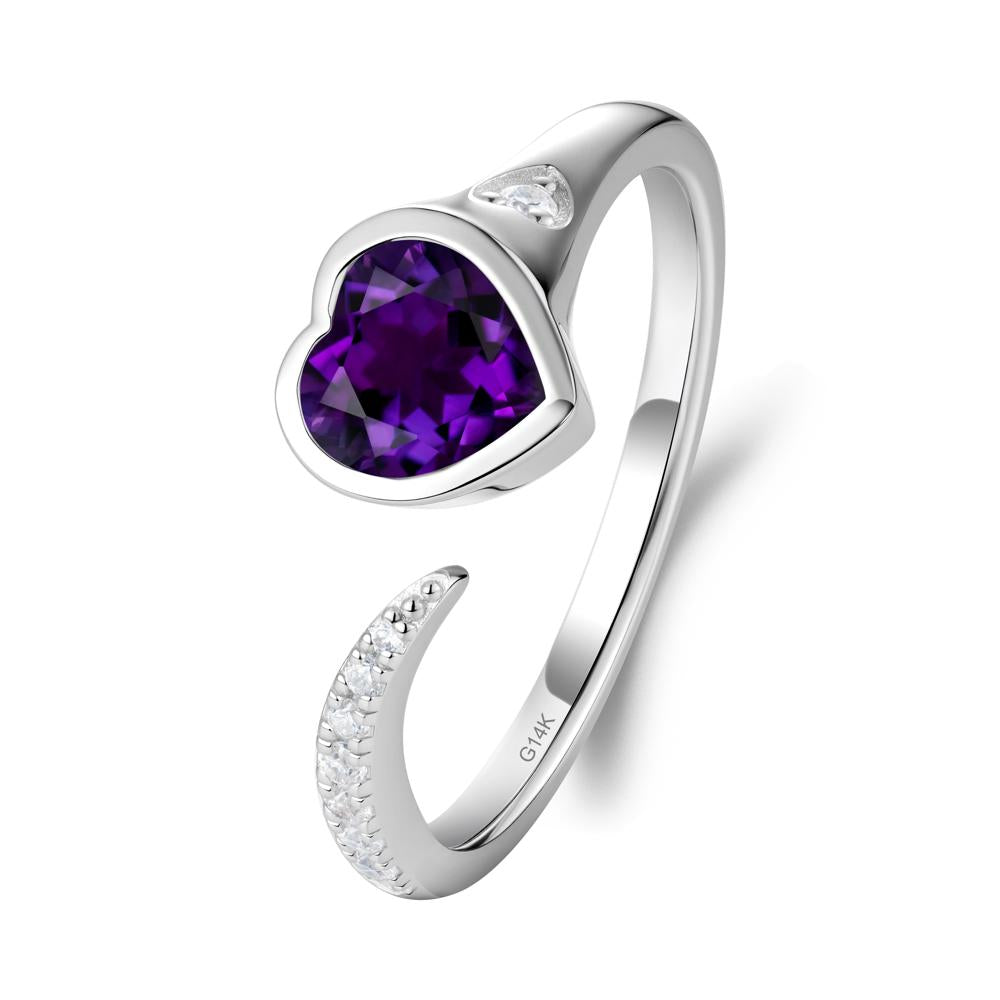 Amethyst Open Engagement Ring - LUO Jewelry #metal_14k white gold