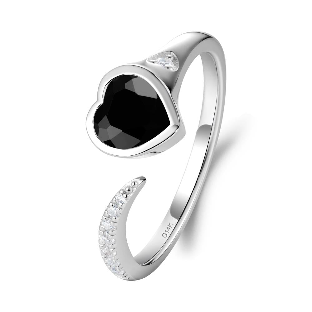 Heart Black Spinel Open Wrap Ring - LUO Jewelry #metal_14k white gold