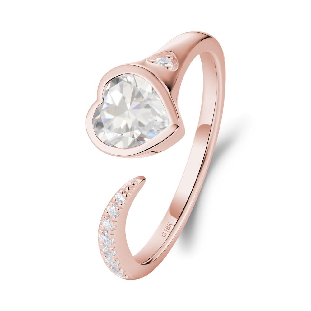 Heart Cubic Zirconia Open Wrap Ring - LUO Jewelry #metal_18k rose gold