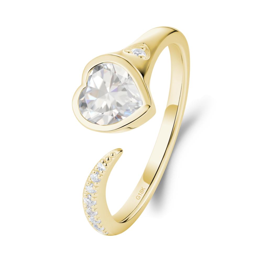 Heart Cubic Zirconia Open Wrap Ring - LUO Jewelry #metal_18k yellow gold