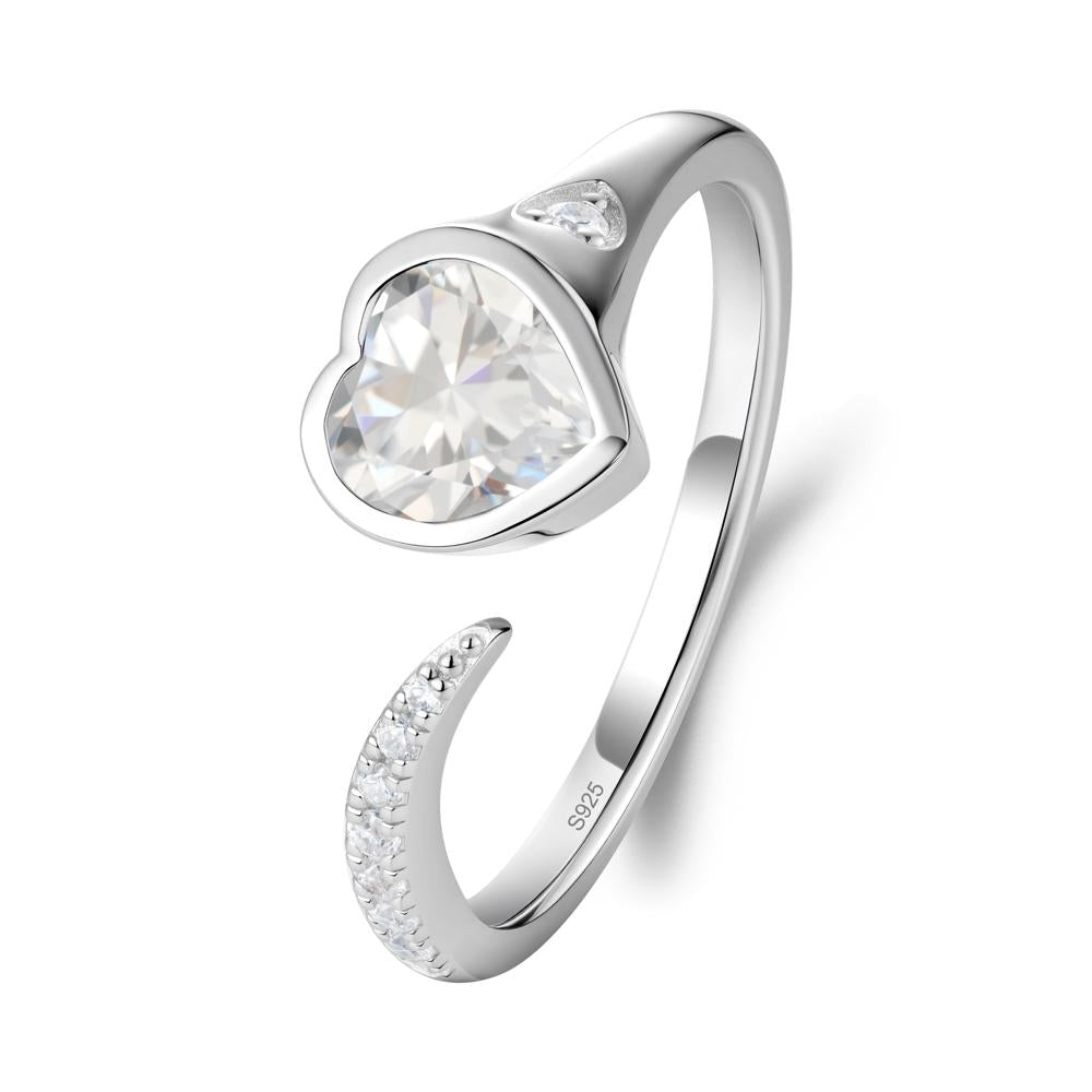Heart Cubic Zirconia Open Wrap Ring - LUO Jewelry #metal_sterling silver