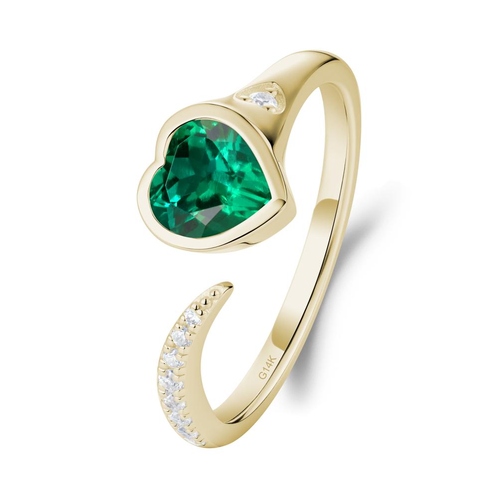 Heart Shapped Emerald Open Ring - LUO Jewelry #metal_14k yellow gold