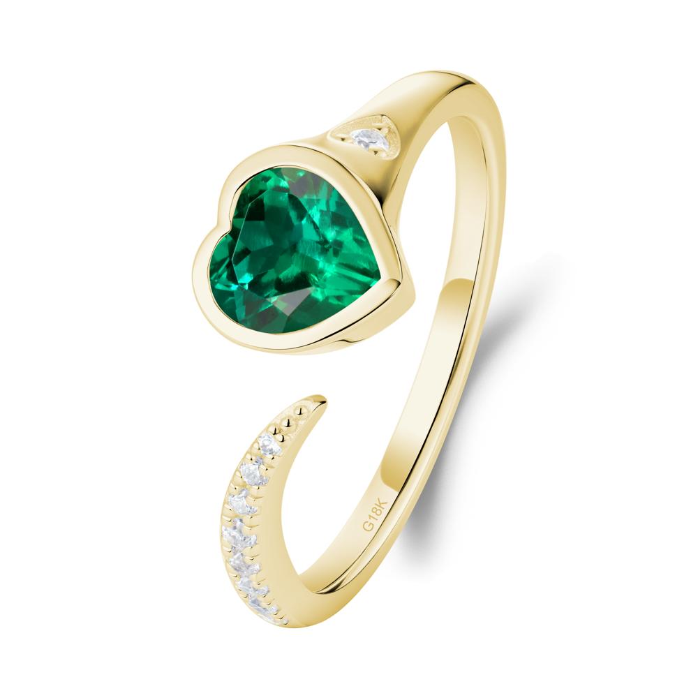 Heart Shapped Emerald Open Ring - LUO Jewelry #metal_18k yellow gold