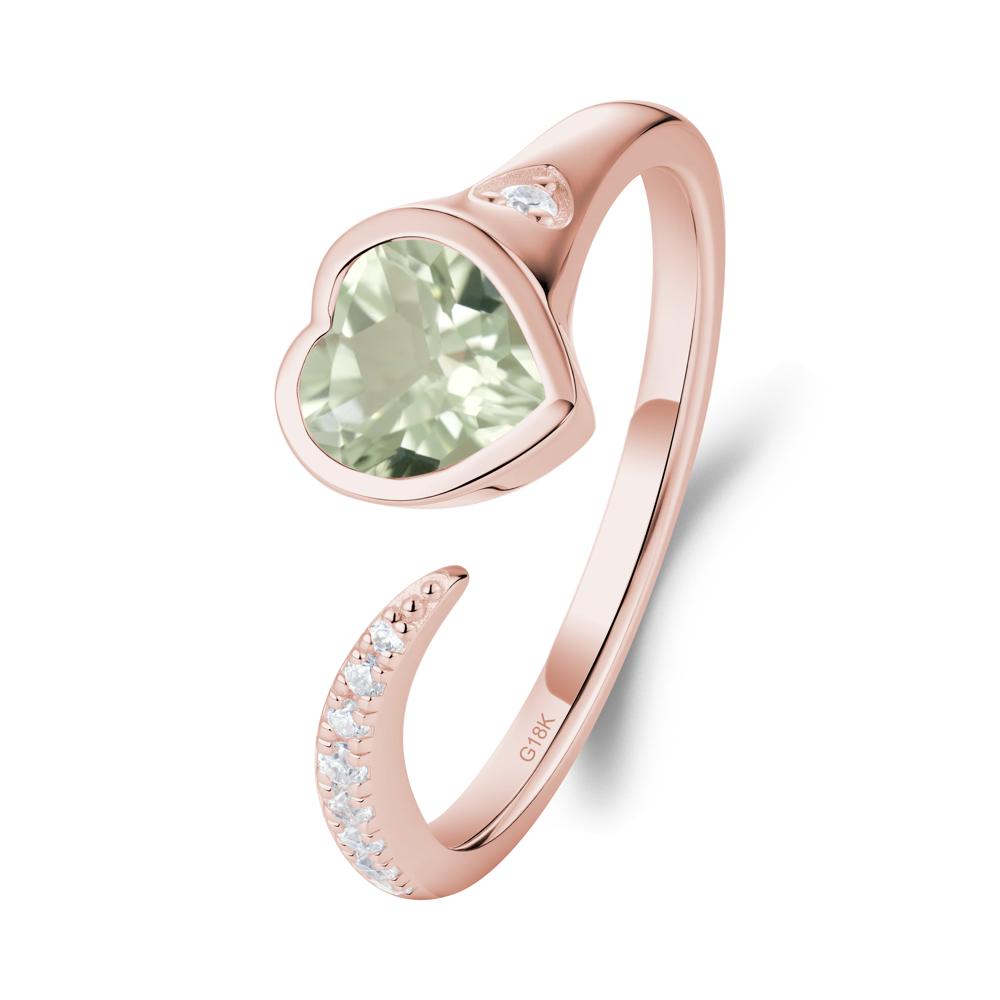 Heart Shapped Green Amethyst Open Ring - LUO Jewelry #metal_18k rose gold
