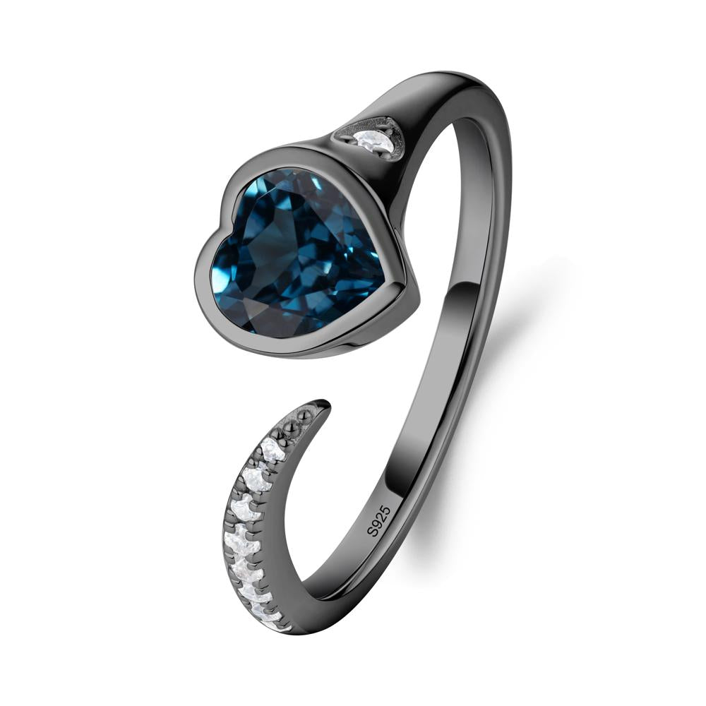 London Blue Topaz Open Engagement Ring - LUO Jewelry #metal_black finish sterling silver