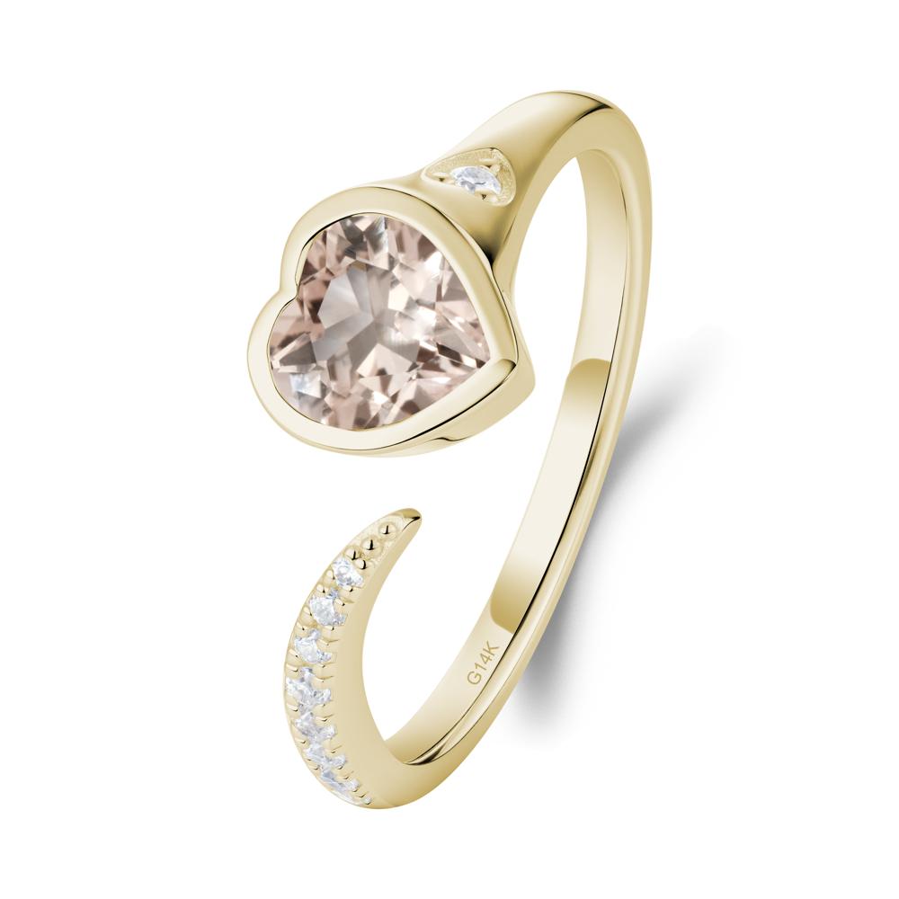 Heart Shapped Morganite Open Ring - LUO Jewelry #metal_14k yellow gold