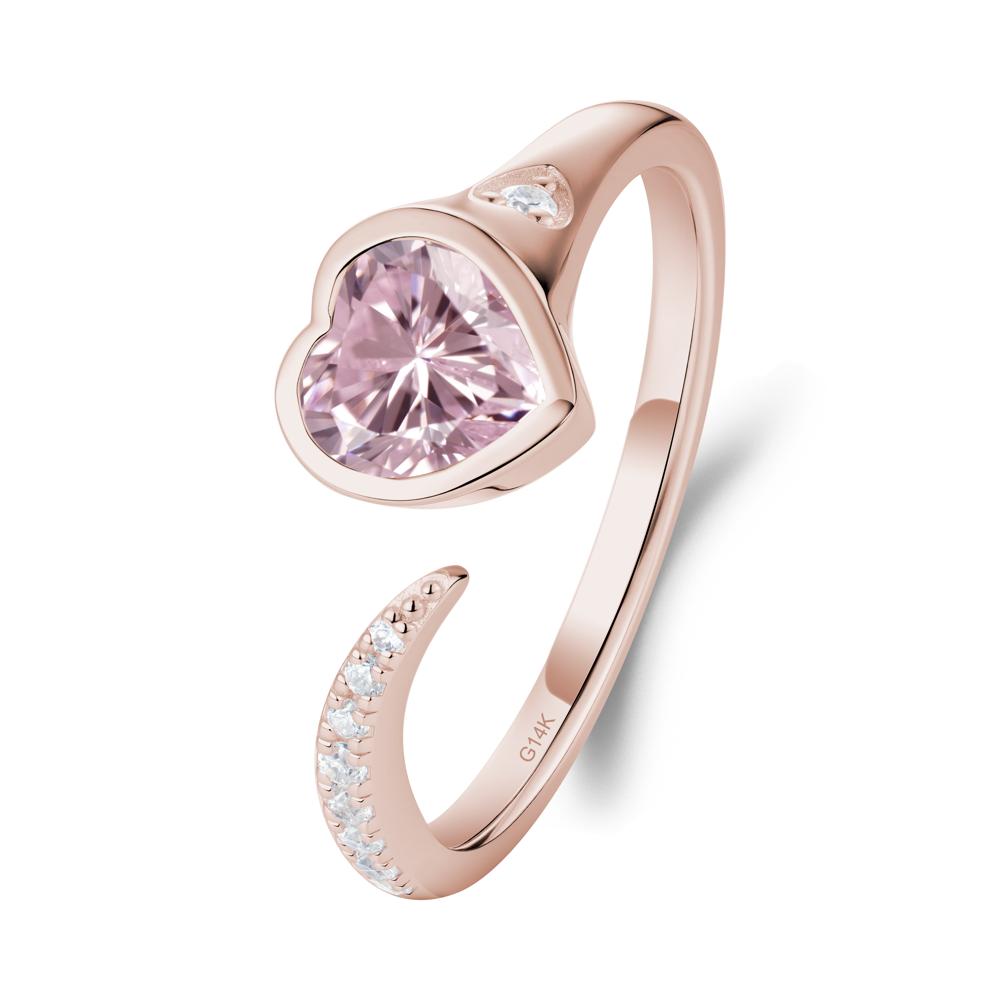Heart Pink Cubic Zirconia Open Wrap Ring - LUO Jewelry #metal_14k rose gold