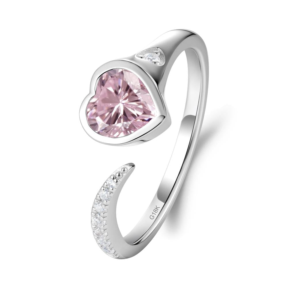Heart Pink Cubic Zirconia Open Wrap Ring - LUO Jewelry #metal_18k white gold