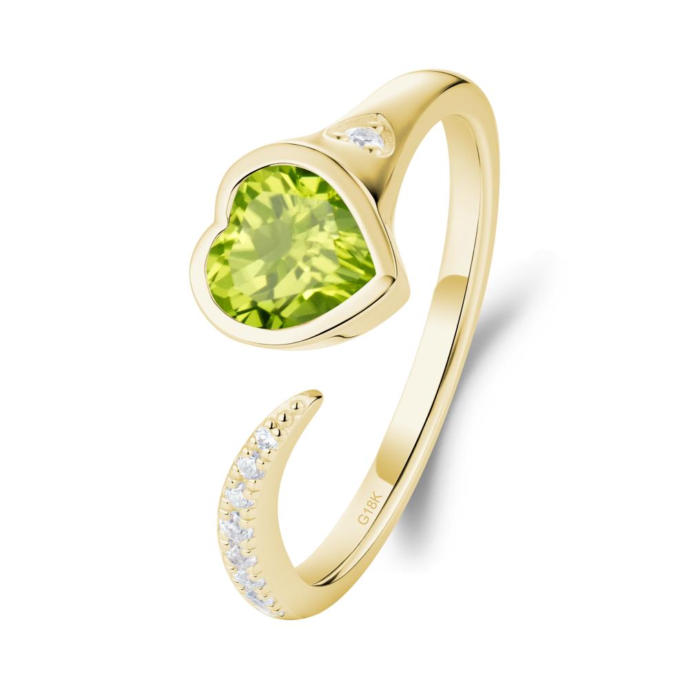 Heart Peridot Open Wrap Ring - LUO Jewelry #metal_18k yellow gold