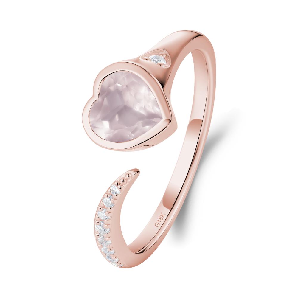 Rose Quartz Open Engagement Ring - LUO Jewelry #metal_18k rose gold