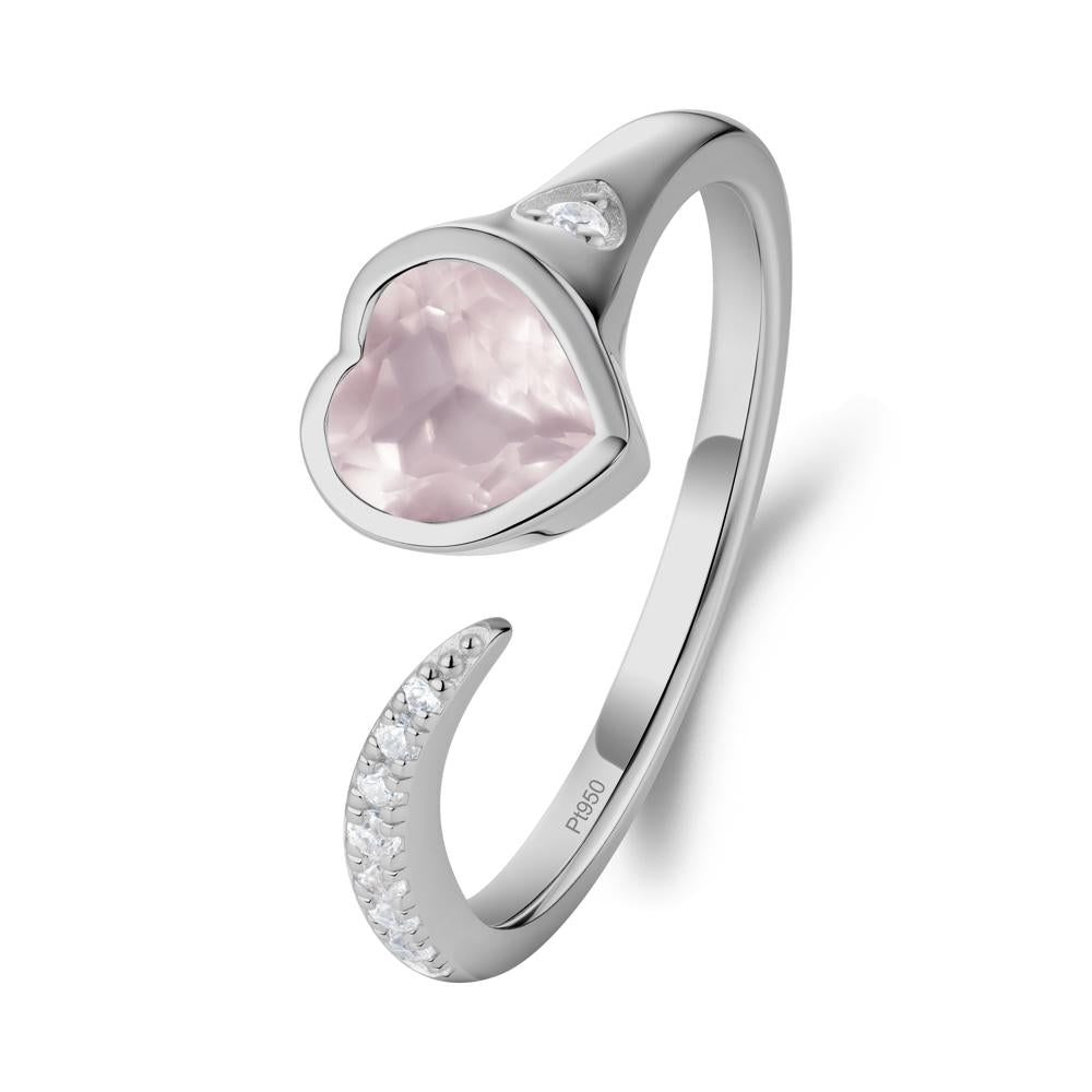 Rose Quartz Open Engagement Ring - LUO Jewelry #metal_platinum
