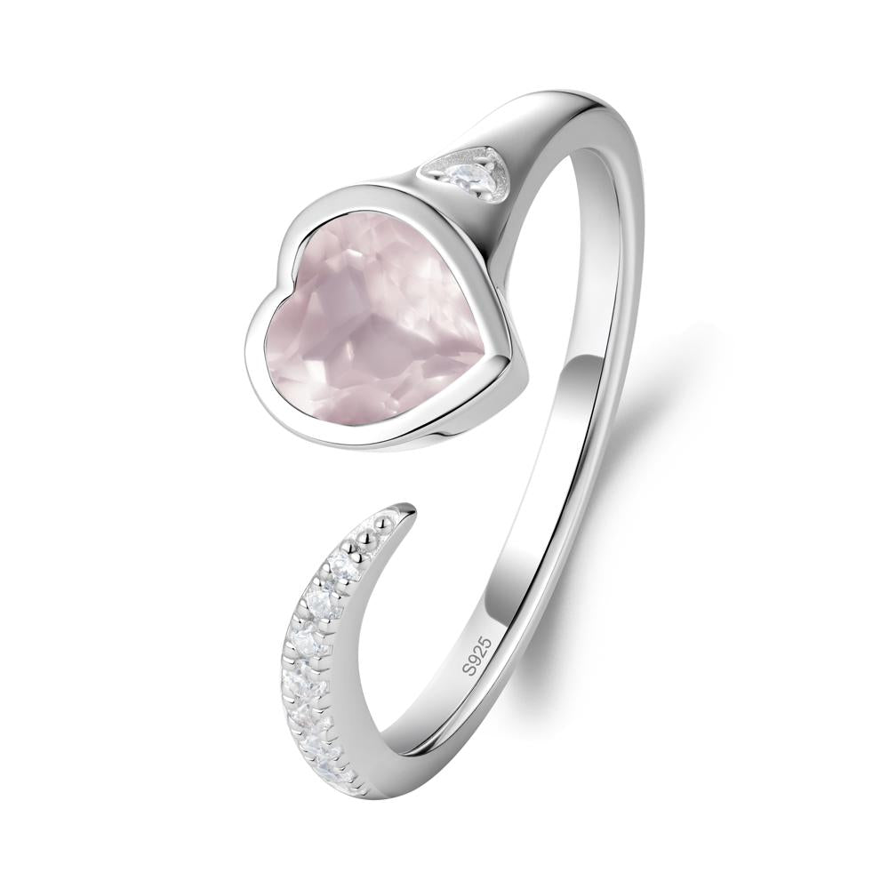 Rose Quartz Open Engagement Ring - LUO Jewelry #metal_sterling silver