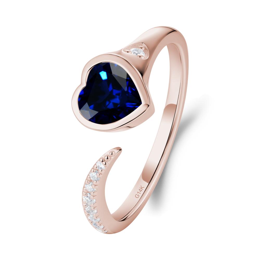 Heart Shapped Sapphire Open Ring - LUO Jewelry #metal_14k rose gold