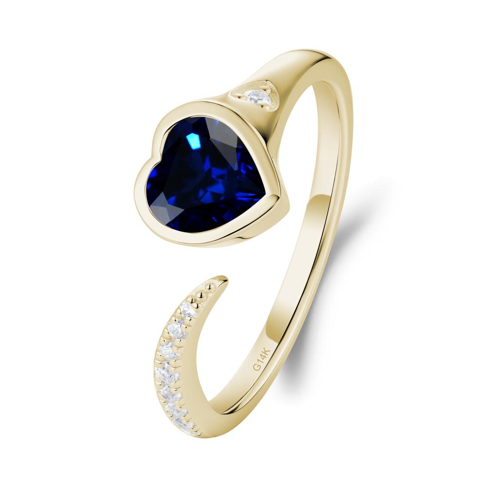Heart Shapped Sapphire Open Ring - LUO Jewelry #metal_14k yellow gold