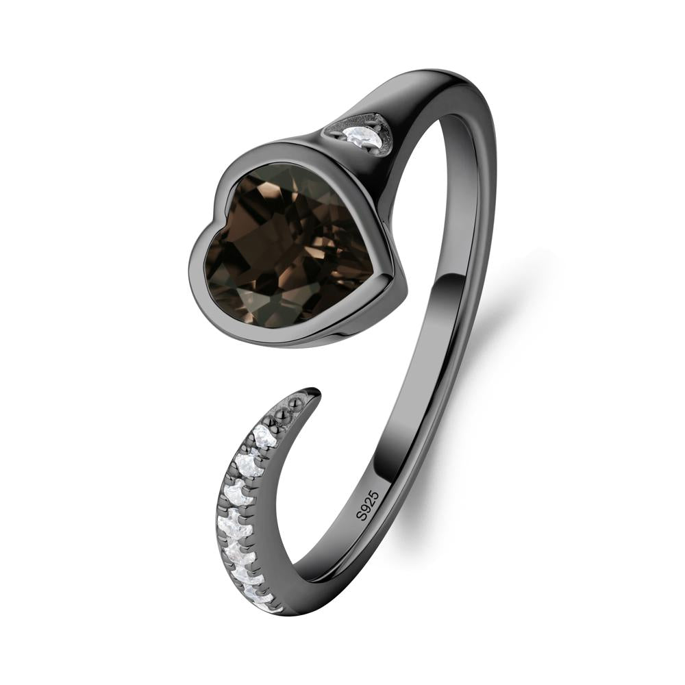 Smoky Quartz Open Engagement Ring - LUO Jewelry #metal_black finish sterling silver