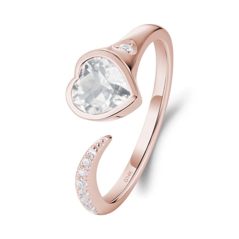 Heart White Topaz Open Wrap Ring - LUO Jewelry #metal_14k rose gold