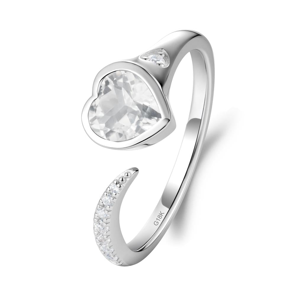 Heart White Topaz Open Wrap Ring - LUO Jewelry #metal_18k white gold