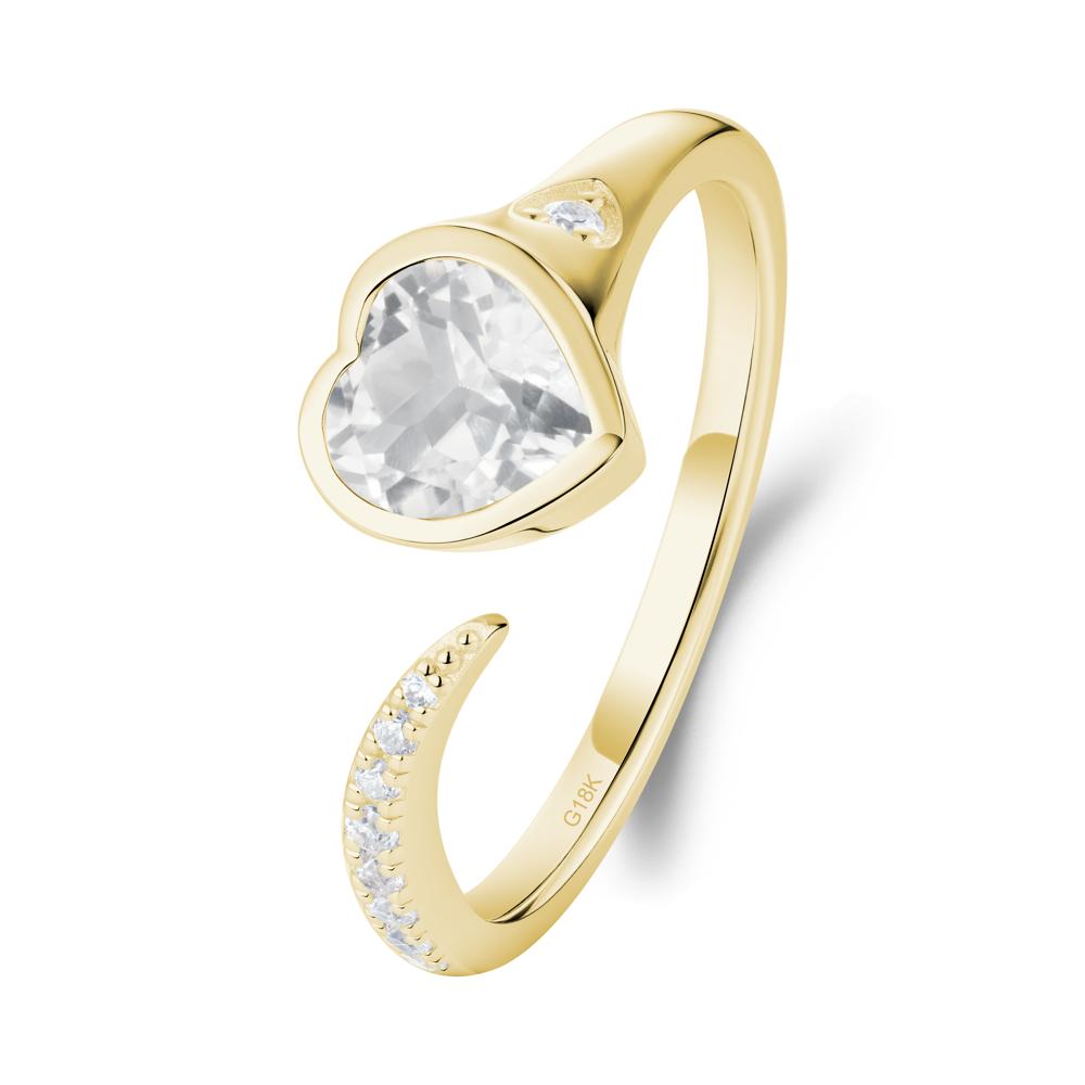 Heart White Topaz Open Wrap Ring - LUO Jewelry #metal_18k yellow gold