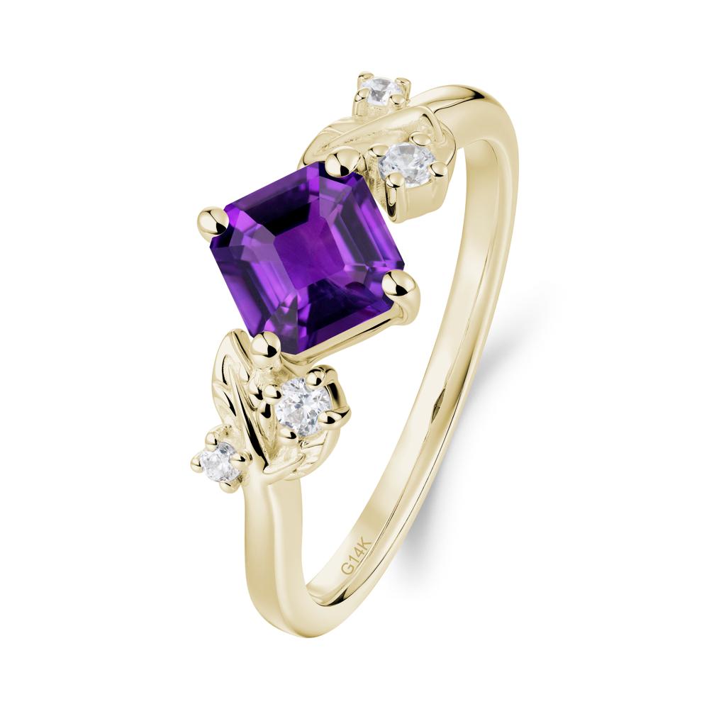 Vintage Leaf Amethyst Wedding Ring - LUO Jewelry #metal_14k yellow gold