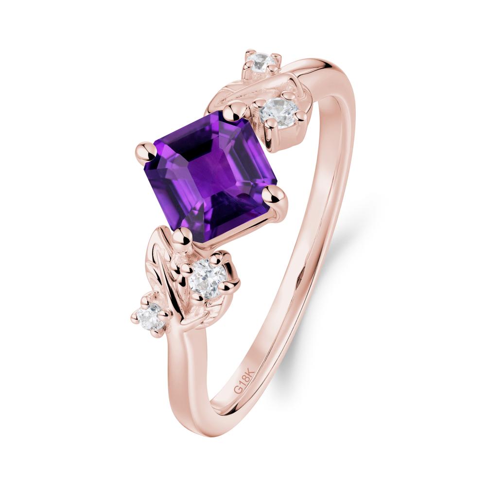 Vintage Leaf Amethyst Wedding Ring - LUO Jewelry #metal_18k rose gold