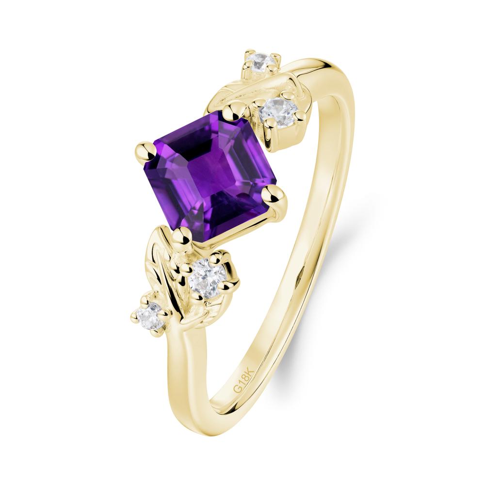 Vintage Leaf Amethyst Wedding Ring - LUO Jewelry #metal_18k yellow gold