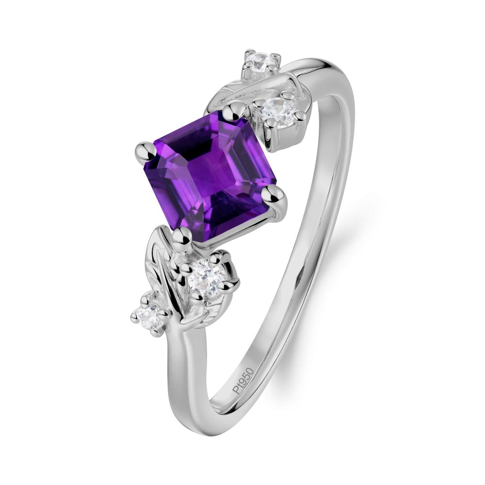 Vintage Leaf Amethyst Wedding Ring - LUO Jewelry #metal_platinum