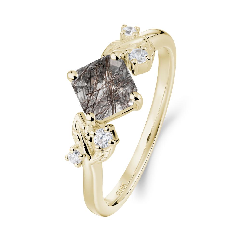 Nature Inspired Black Rutilated Quartz Promise Ring - LUO Jewelry #metal_14k yellow gold