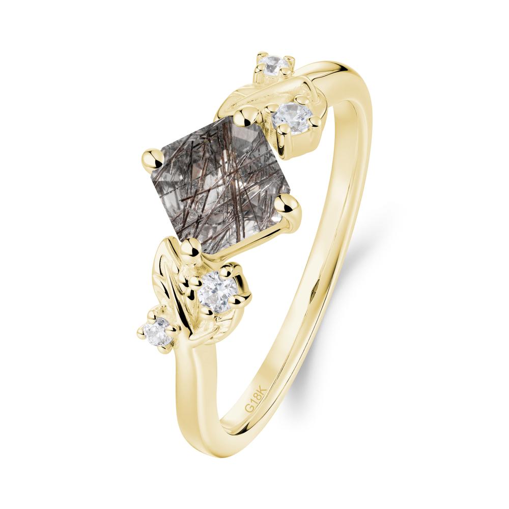Nature Inspired Black Rutilated Quartz Promise Ring - LUO Jewelry #metal_18k yellow gold