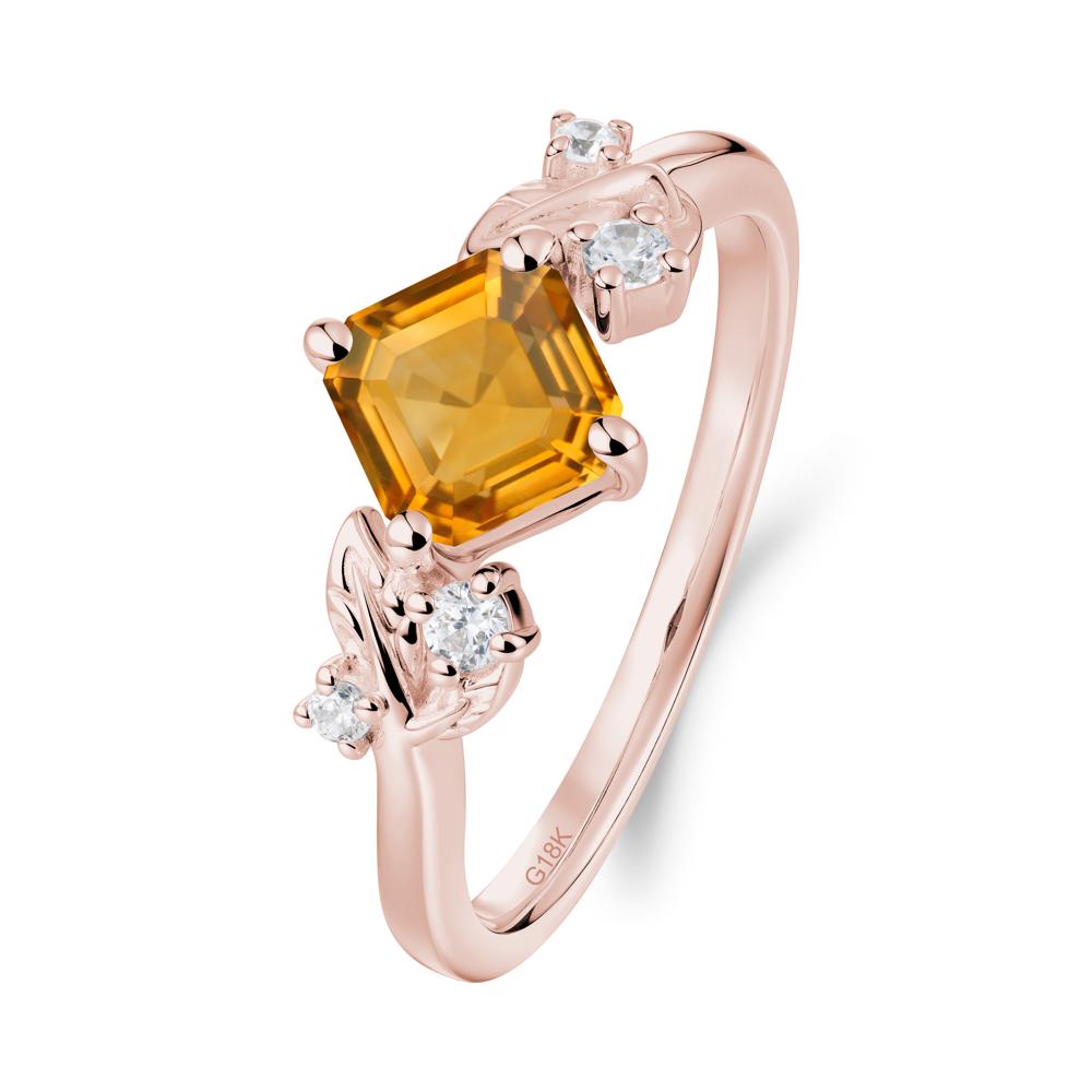 Asscher Cut Citrine Engagement Ring - LUO Jewelry #metal_18k rose gold