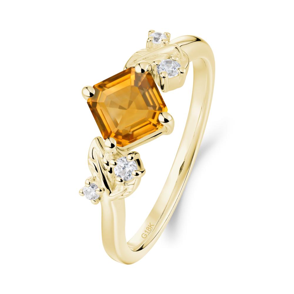 Asscher Cut Citrine Engagement Ring - LUO Jewelry #metal_18k yellow gold