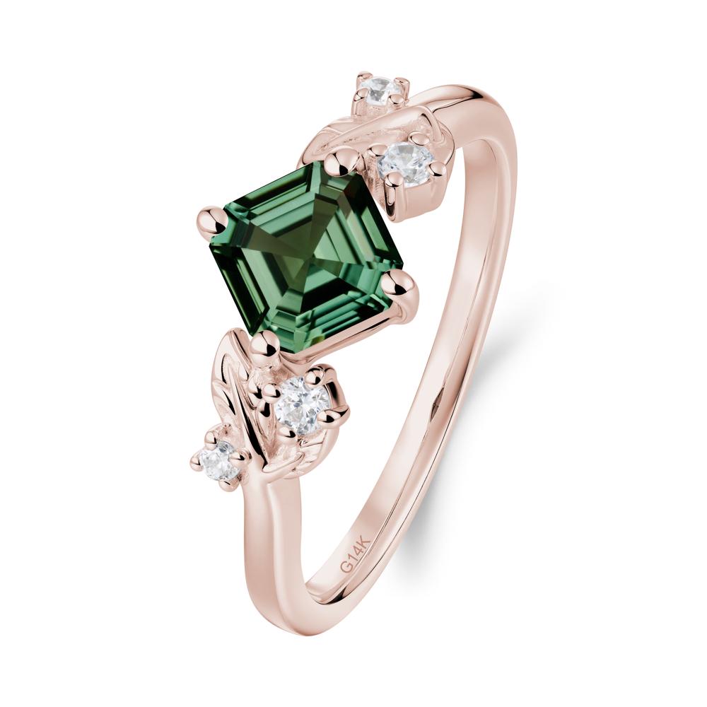 Asscher Cut Green Sapphire Engagement Ring - LUO Jewelry #metal_14k rose gold