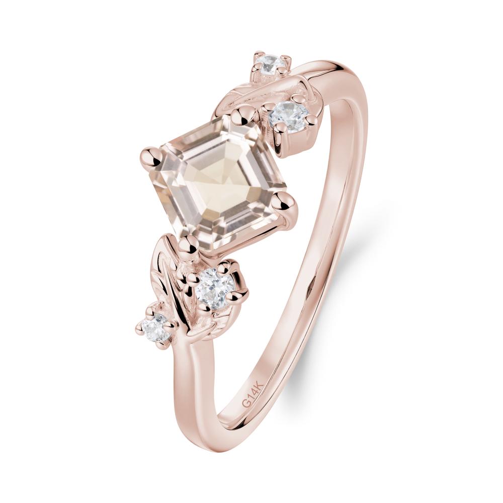 Vintage Leaf Morganite Wedding Ring - LUO Jewelry #metal_14k rose gold
