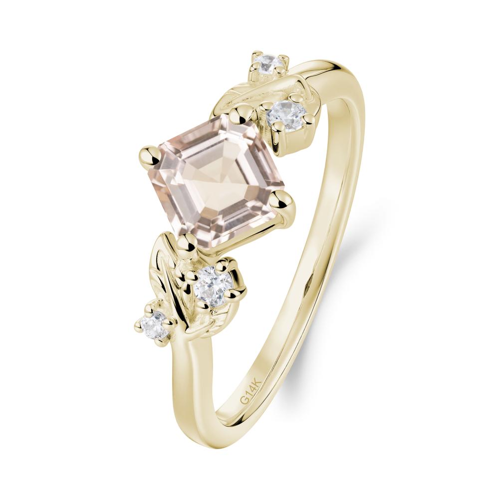 Vintage Leaf Morganite Wedding Ring - LUO Jewelry #metal_14k yellow gold