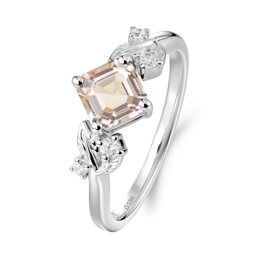 Vintage Leaf Morganite Wedding Ring - LUO Jewelry #metal_18k white gold