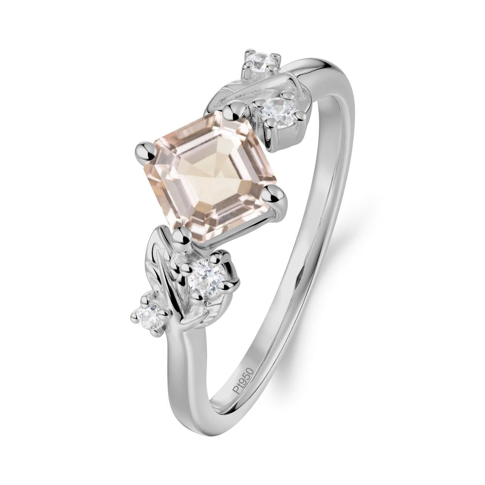 Vintage Leaf Morganite Wedding Ring - LUO Jewelry #metal_platinum