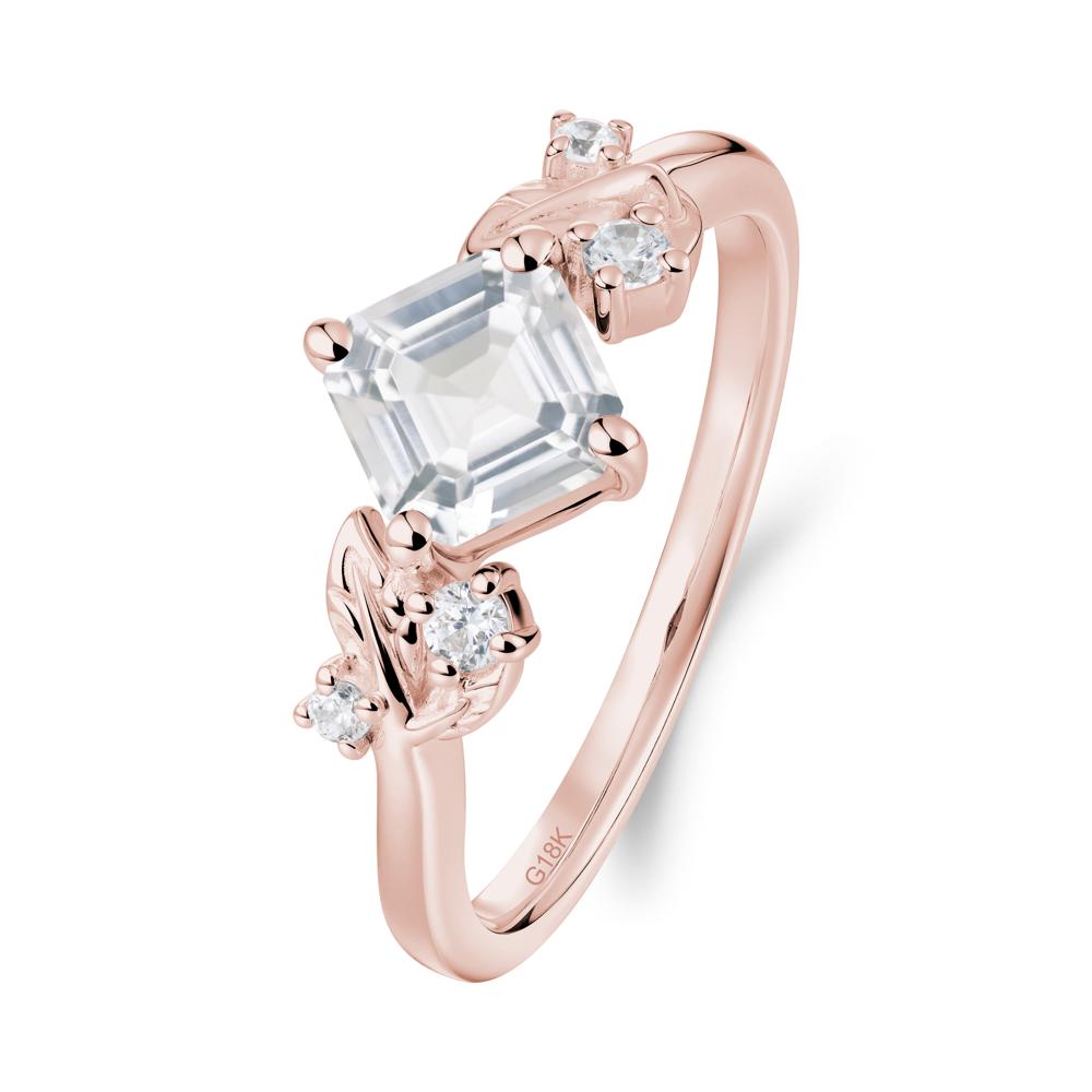 Vintage Leaf White Topaz Wedding Ring - LUO Jewelry #metal_18k rose gold